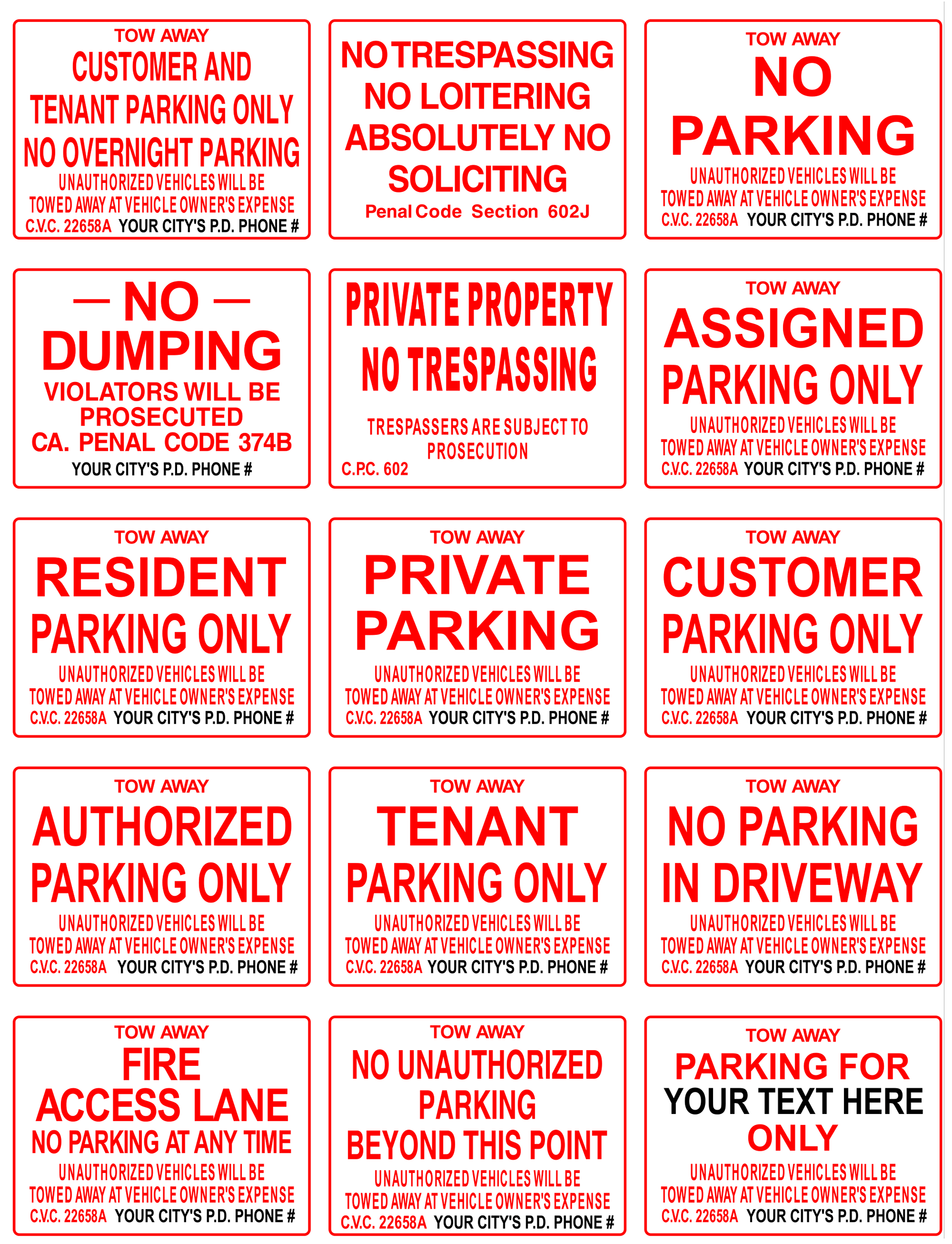 Parking Signs